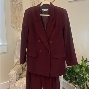 Vintage Stephanie Andrews Burgundy Wool Suit Women’s 8 Double Breasted